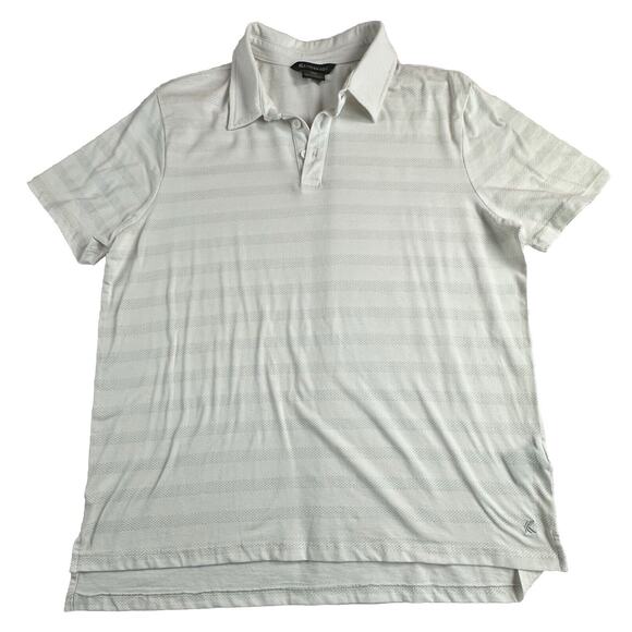 Kyodan Golf Polo Shirt Men's White Poly Blend Knit Striped Short Sleeve Medium - Picture 1 of 3